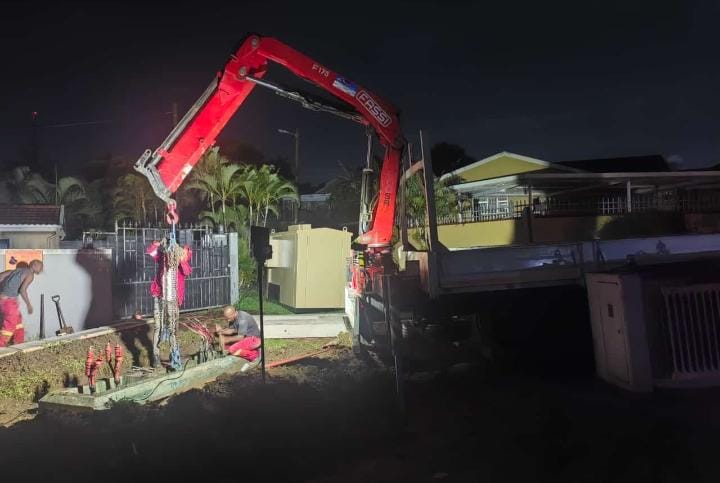Transformer installation at night